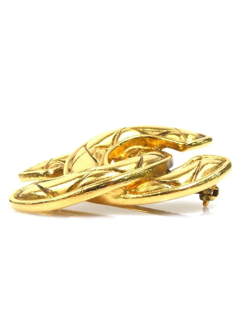 Chanel Cc Logo Brooch Gold-Tone Metal #357929C61B